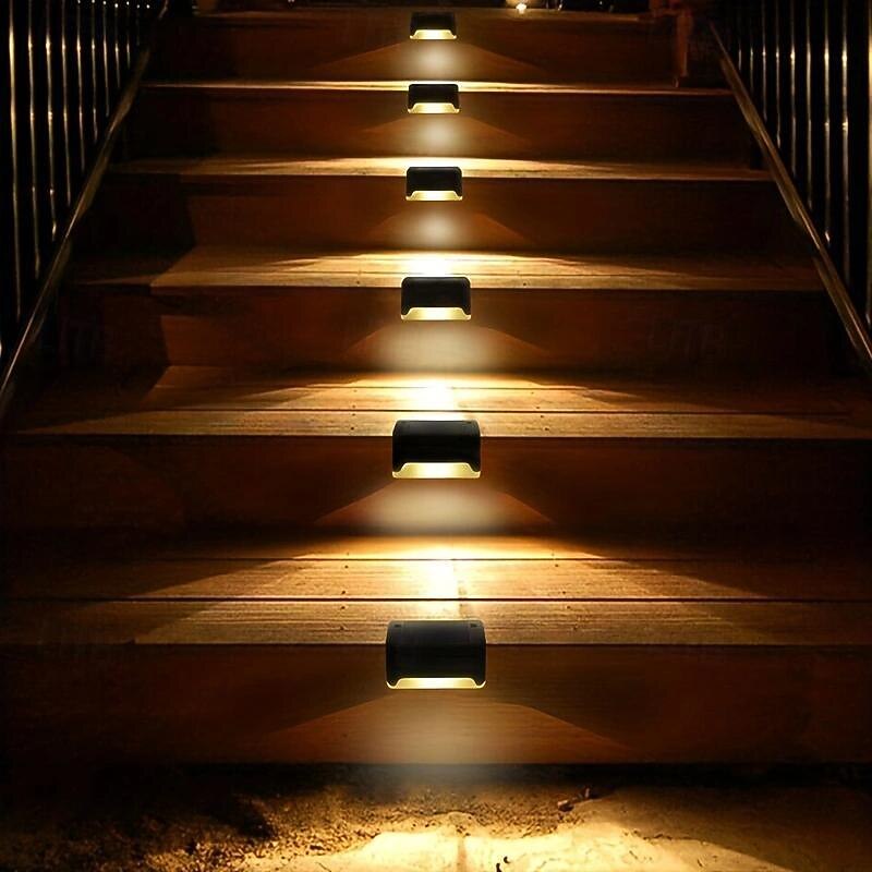 8Pcs LED Solar Powered Waterproof Pathway Lights - Automatic Light Sensor, Durable Plastic and Metal Construction, Semi-Flush Mount, Nickel Battery, Ideal for Outdoor Staircase, Garden, Channel, Court