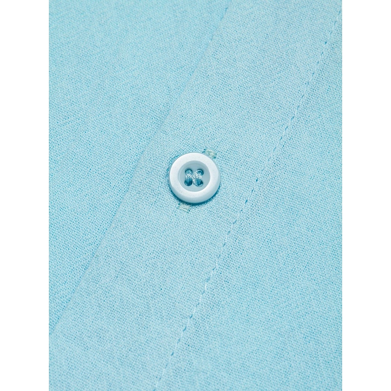 Men's Shirt Linen Shirt Summer Shirt Beach Wear Button Up Shirt Plain Vacation Casual Blue Long Sleeve Lapel Spring &  Fall Clothing Apparel4
