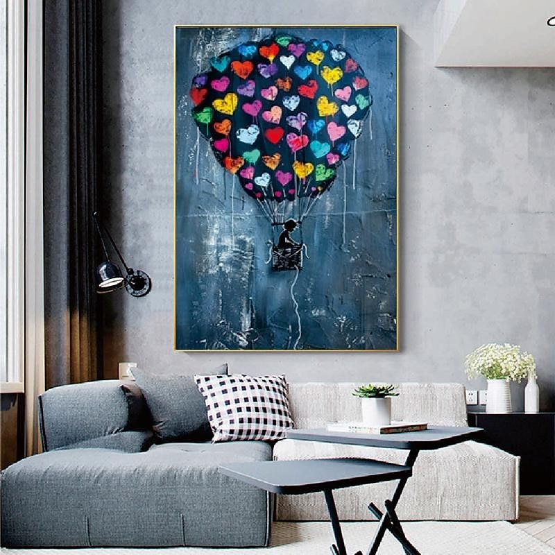 Banksy Balloon oil painting hand painted Canvas Balloon painting Banksy Art oil painting Wall Art Canvas Design air balloon graffiti banksy painting