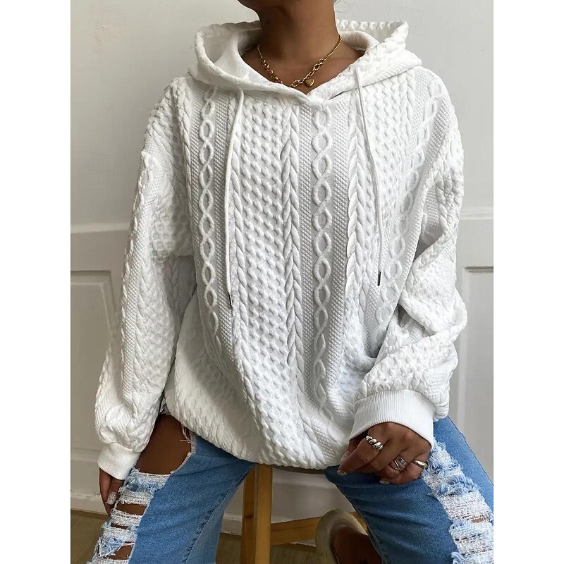 Women's Hoodie Sweatshirt Pullover Casual Plain Casual Hooded Long Sleeve Black White Red Blue Fall & Winter2