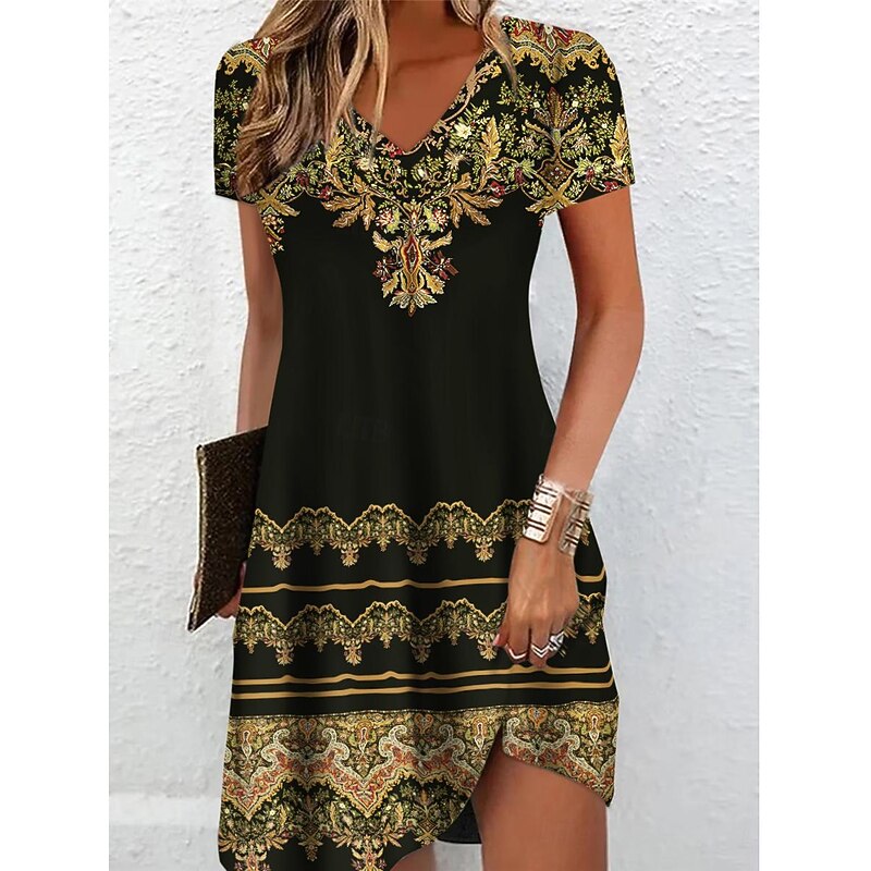 Women's Mini Dress Casual Dress Ombre Floral Print V Neck Daily Vacation Short Sleeve Summer Spring2