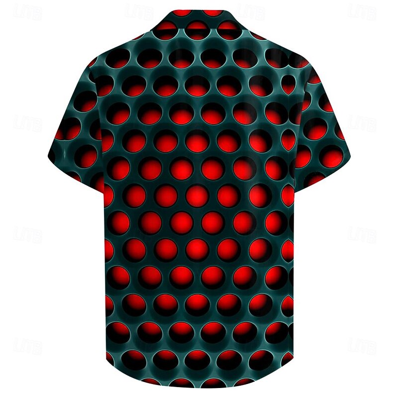 Men's Shirt Button Up Shirt Short Sleeve Fashion Casual Daily Holiday Summer Turndown Buttons Print Red2