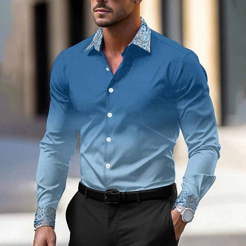 Men's Dress Shirt Printed Shirts Formal Black Pink Blue Long Sleeve Turndown Fall Winter Clothing Apparel Buttons2