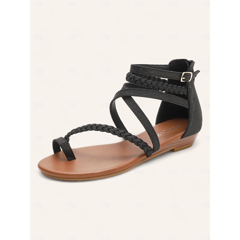 Women's Boho Strappy Flat Sandals with Braided Design – Comfortable and Stylish Open-Toe Shoes for Summer, Beach, and Casual Wear4