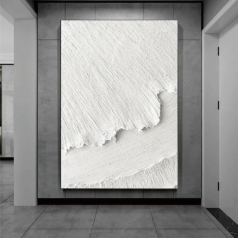 White 3D Abstract Painting handmade 3D Textured white painting Wall Art White Modern Canvas Art pciture for  Living Room Decor Trendy Home Decor Hotel Art Piece2