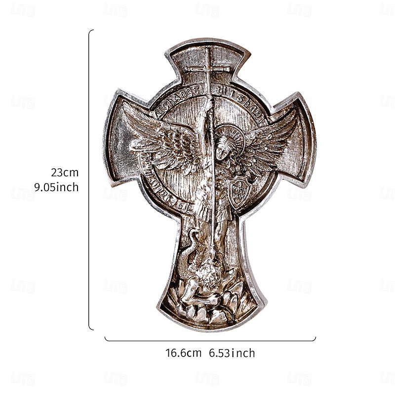 Nordic Mythology Archangel Wall Decor – Resin Angel Wall Hanging with Gold & Silver Foil Finish, European Vintage Style Wall Art, Elegant Home Accent for Living Room, Bedroom, and Hallway Decoration2