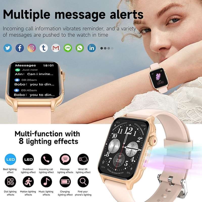 696 P6 Smart Watch 1.96 inch Smartwatch Fitness Running Watch Bluetooth ECG+PPG Pedometer Call Reminder Compatible with Android iOS Women Men Hands-Free Calls Message Reminder IP 67 40mm Watch Case2