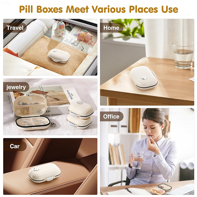 Portable Travel Pill Storage Box with 7 Labeled Compartments - Small Medicine Organizer for Pocket or Wallet, Daily Vitamin and Supplement Holder4