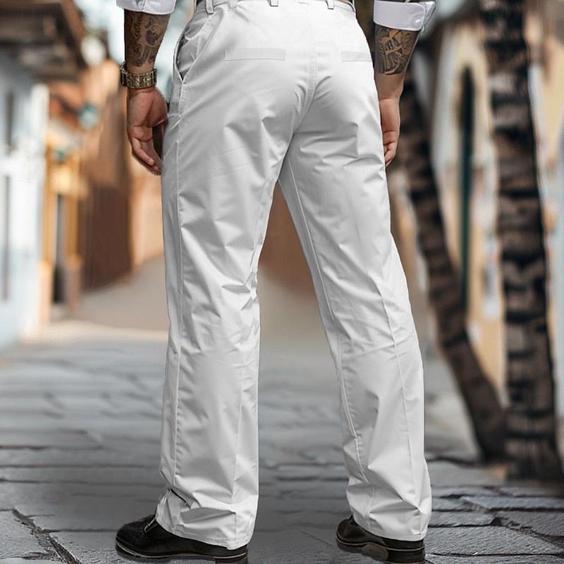 Men's Dress Pants Straight Leg 3D Print Skull Full Length Business Casual White Inelastic2