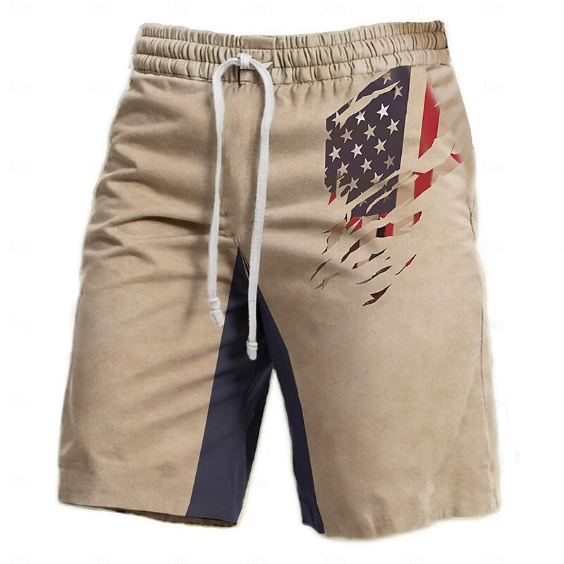 Men's American US Flag Graphic Prints Sweat Shorts Beach Shorts Terry Shorts Mid Waist Vintage Casual Daily Holiday Streetwear Drawstring Elastic Waist 3D Print Designer Clothing Apparel4