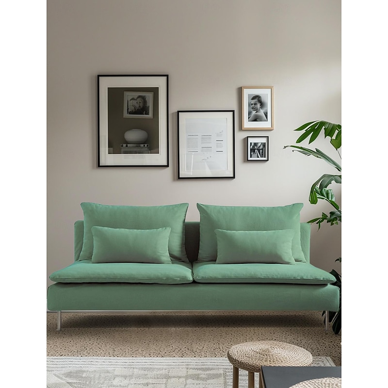 100% Cotton 3 Seat Section Cover Solid Color Quilted Cotton Slipcovers 8pcs Futon Cover Set  SODERcover LITB PRIME cover