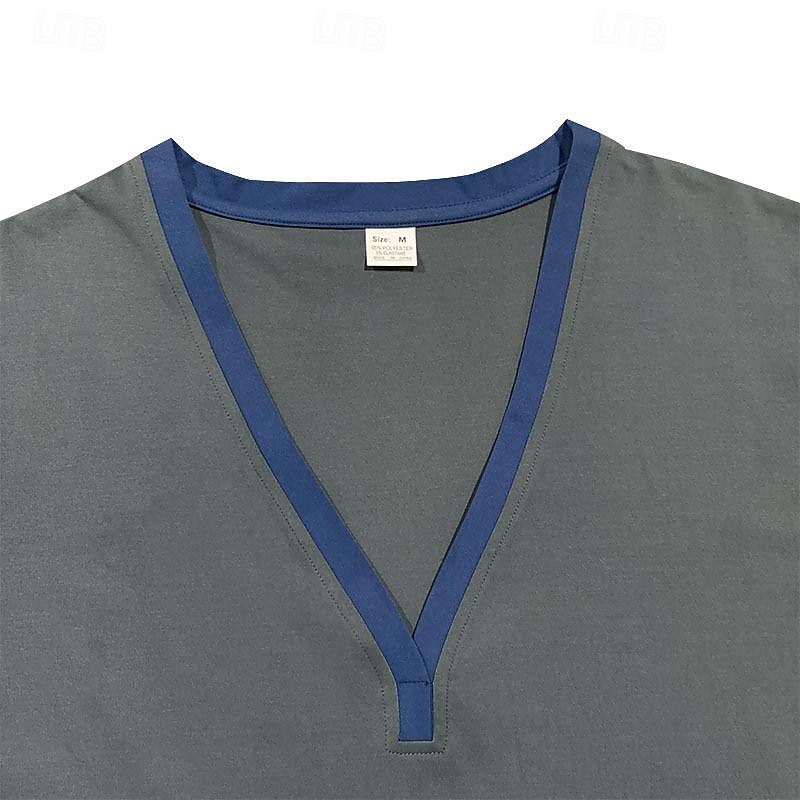 Men's T Shirt Tee Top Short Sleeves V Neck Summer Solid Color Fashion Designer Basic Vacation Street Going out Dark Brown Army Green Black Top Tee for Men4