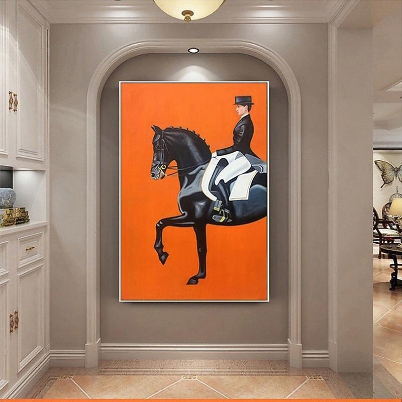 Abstract Horse Painting handmade famous oil painting hand painted Modern Fine Art Abstract Animal Painting Gray Wall Art Palette Knife Artwork painting Animalistic Decor for Living Room decoration3