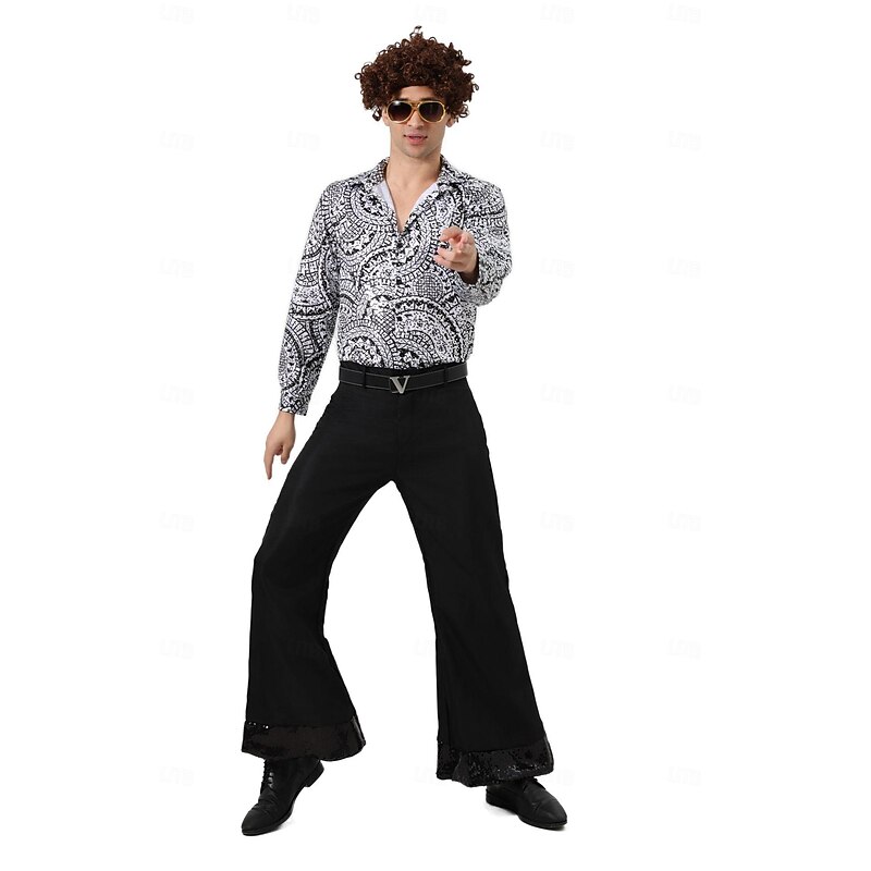 Retro Vintage 1970s Outfits Party Costume Hippie Disco Fancy Dress Men's Halloween Carnival Masquerade Prom Club Pride Parade Adults' Shirt Pants4