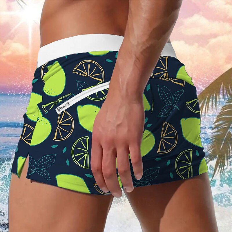 Men's Fruit Lemon Swim Trunks Swim Shorts Board Shorts Mid Waist Fashion Designer Holiday Beach Swimming Pool Drawstring Pocket Elastic Waist Designer Clothing Apparel2