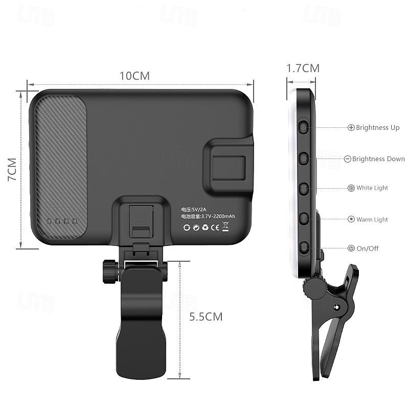 60LED Portable Selfie Light Video Conference Lighting with Clip & Camera, Rechargeable Fill Light Tri-color Modes for Phone iPhone Webcam Laptop Photo Makeup4