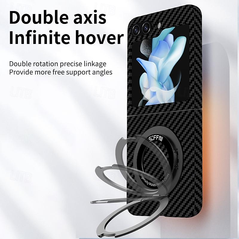 Phone Case For Samsung Galaxy Z Flip 7 Z Flip 6 Z Flip 5 Z Flip 4 Z Flip 3 Back Cover with Stand Holder Support Wireless Charging Shockproof PC Metal3