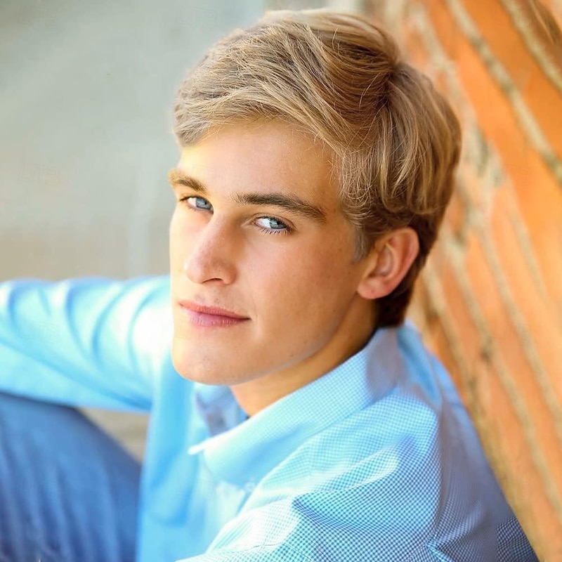 Men's Wig Short Brown Wig Halloween Costume Wigs for Men Party Cosplay Synthetic Men Wig Realistic Daily Wig for Male2