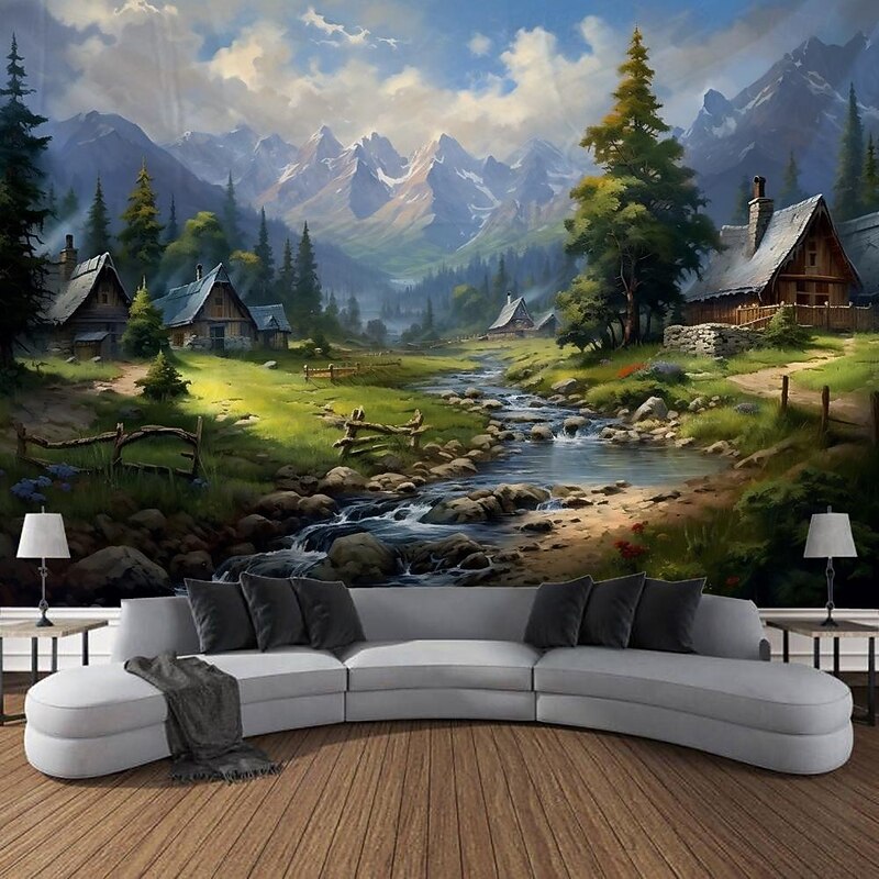 Nature Countryside View Hanging Tapestry Wall Art Large Tapestry Mural Decor Photograph Backdrop Blanket Curtain Home Bedroom Living Room Decoration Farmhouse3
