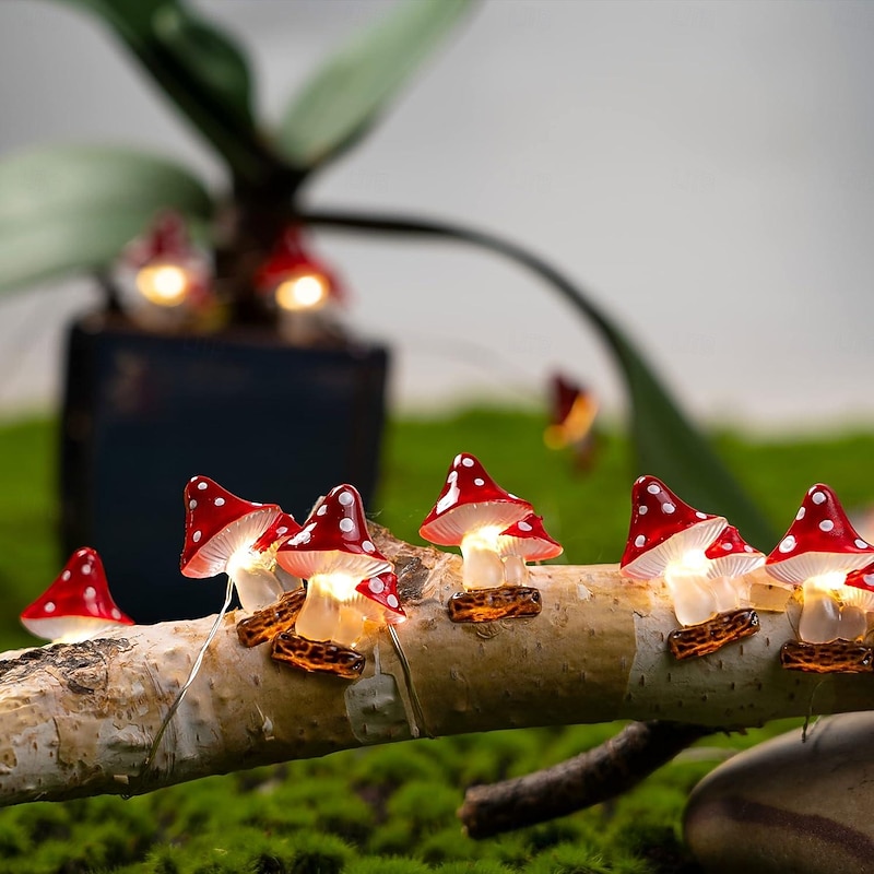 Mushroom String Lights Remote Control 8 Modes Lighting 10ft 30LEDs Battery Operation Home Bedroom Holiday Party Christmas Wedding Garden Decoration4
