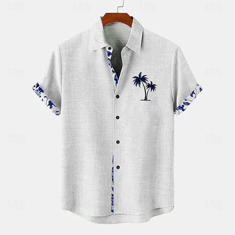 Men's Shirt Linen Shirt Beach Shirt Summer Hawaiian Shirt Daily White Blue Green Short Sleeve Turndown Summer Spring Clothing Apparel4