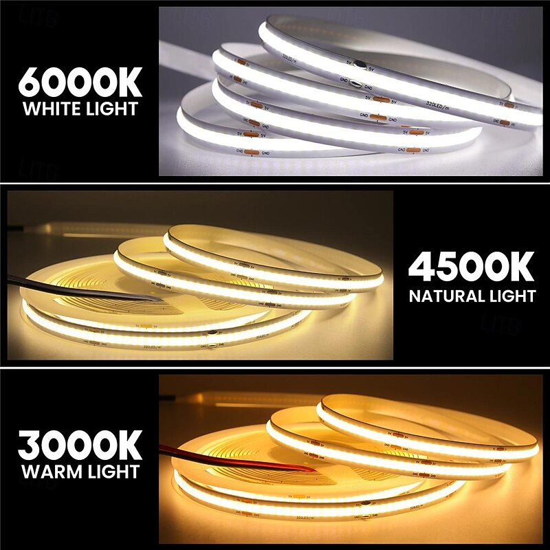 DC 5V USB COB Strip 320Leds/m Flexible Ribbon Rope Strip Light Warm White Natural White Night Lamp TV Backlight LED Strip 1m 2m 3m 4m 5m Home Decor3