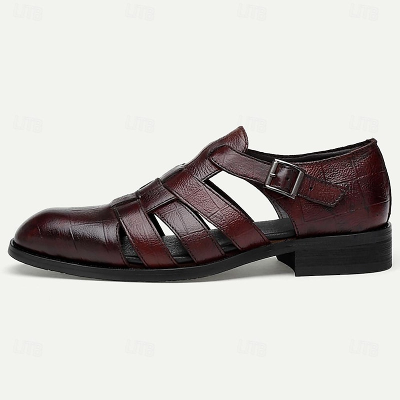 Men's Leather Fisherman Sandals - Stylish Closed-Toe Dress Shoes with Buckle for Formal and Casual Wear4