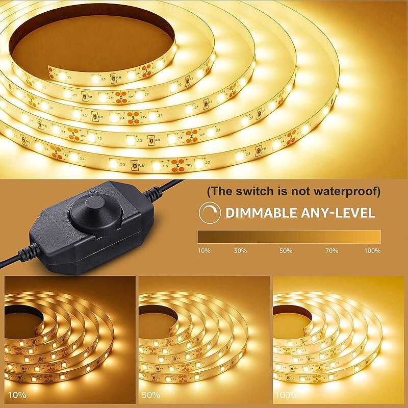 LED Dimmable Strip Light Set 16.5 Ft Waterproof Warm Light White Light  Strip Light, Super Bright LED Tape Light 120 LED/M SMD 2835 Suitable for Dressing Table Home Kitchen Cabinet Bedroom3