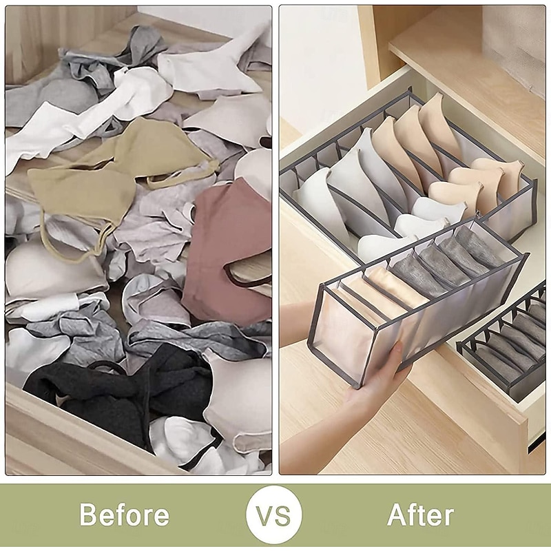 2/4pcs Jeans Compartment Storage Box Closet Clothes Drawer Mesh Separation Box Stacking Pants Drawer Divider Can Washed Home Organizer3