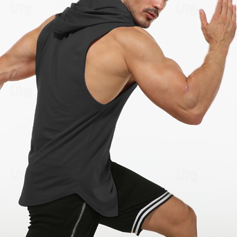 Men's Tank Top Vest Top Undershirt Sleeveless Shirt Sleeveless Hooded Spring & Summer Plain Fashion Designer Basic Vacation Street Going out Black White Wine Top Tee for Men4