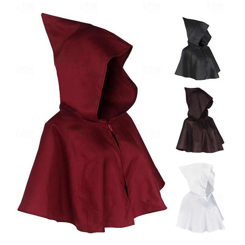 Punk & Gothic Medieval Renaissance Cape Masquerade Hooded Cloak Ranger Elven Solid Color Fancy Dress Men's Women's Unisex Viking Fantasy Halloween Carnival Masquerade Party / Evening Stage