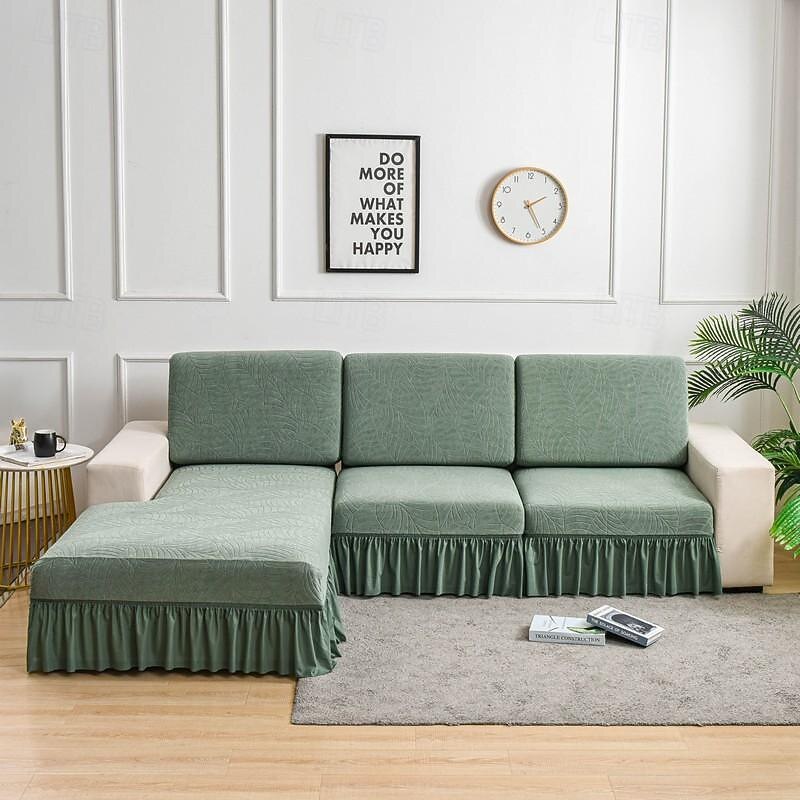 Sofa Cushion Cover With Skirt for Vintage Design Living room WaterresisitantFurniture Protector Spandex Elastic Removable L-Shape Corner Armchair Couch Slipcover2