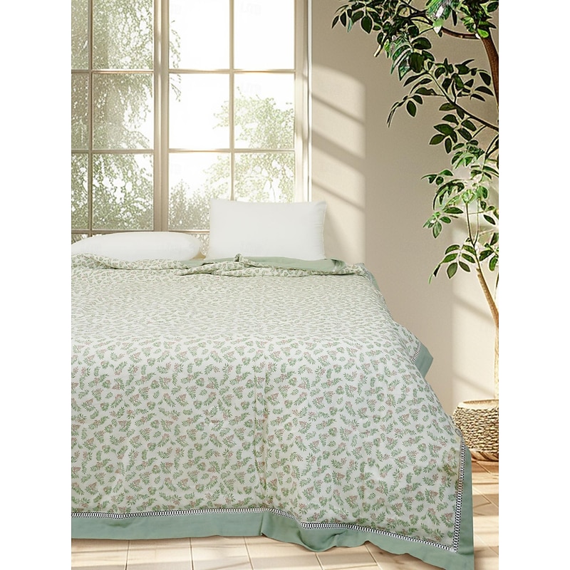 Cooling Comforter Summer Quilt 100% Cotton Gauze Cotton Summer Quilt for Night Sweats Hot Sleepers