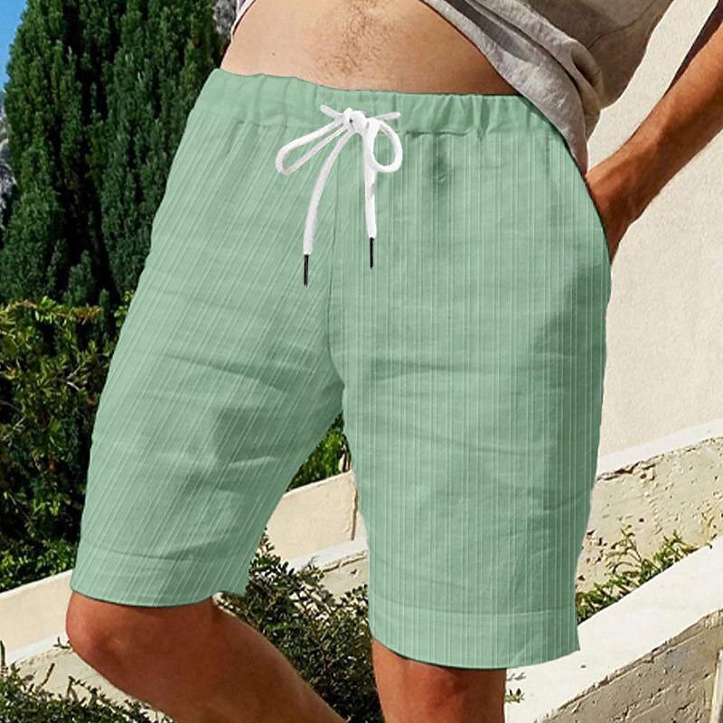 Men's Shorts Summer Shorts Beach Shorts Casual Shorts Pocket Drawstring Elastic Waist Stripe Comfort Short Sports Outdoor Daily Going out Fashion Casual Black White Micro-elastic4