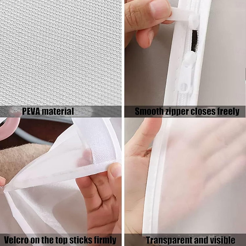 Garment Bags Dust Cover PEVA Clothes Cover Transparent Coat Hanging Clothes Storage Bag Premium Thickened Clothing Organizer Moisture-proof Dust-proof Clothes Cover2