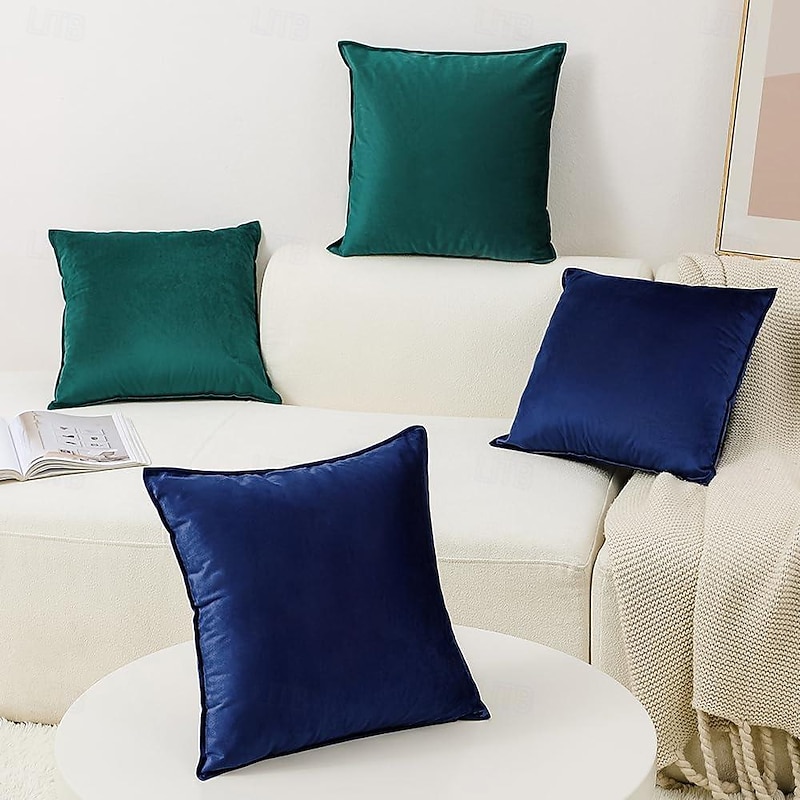 Decorative Toss Pillows 1 Pc Luxury Velvet Solid Color Pillow Case Cover Living room Bedroom Sofa Cushion Cover Outdoor Cushion for Sofa Couch Bed Chair Pink Blue Sage Green Purple3