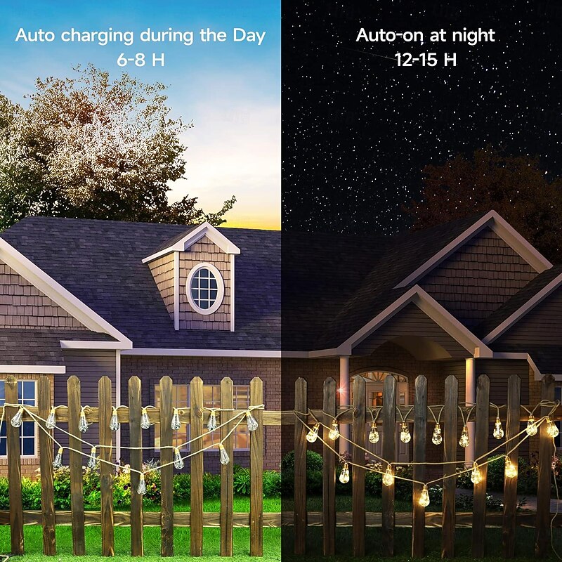 Solar Rope Light Outdoor Camping Bulb String Lights 16 LED 8 Modes Lighting IP65 Waterproof Light for Christmas Outdoor Wedding Party Garden Balcony Decoration4