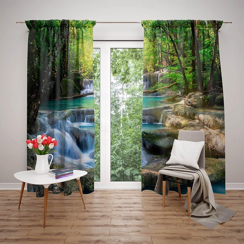 2 Panels Nature Forest Curtain Drapes Blackout Curtain For Living Room Bedroom Kitchen Window Treatments Thermal Insulated Room Darkening2
