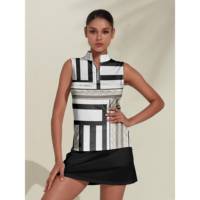 Women's Golf Polo Shirt Black Sleeveless Top Ladies Golf Attire Clothes Outfits Wear Apparel4