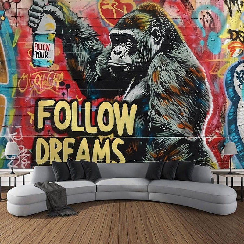 Street Graffiti Astronaut Hanging Tapestry Wall Art Large Tapestry Mural Decor Photograph Backdrop Blanket Curtain Home Bedroom Living Room Decoration - Main Image