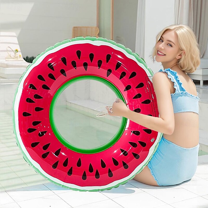 Inflatable Swim Tube Raft with Summer Fruits Painting, Pool Toys for Swimming Pool Party Decorations