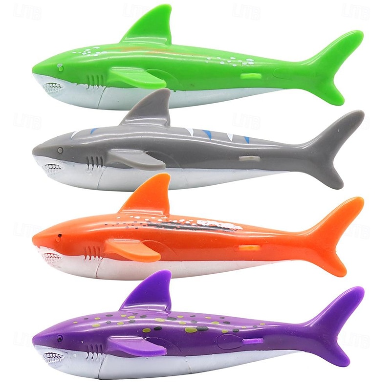 Diving Pool Toys Underwater Swimming Throwing Diving Torpedo Shark,4 Pack4