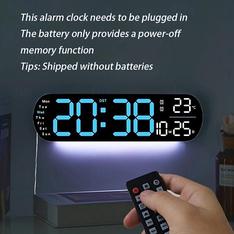 1pc LED Night Light 8 Colors, Multi-functional Short LED Display Clock  with Temperature Week and Calendar Remote Control 12/24 Hour Digital Smart Wall Clock with Atmosphere Light 1 Color Adjustment2