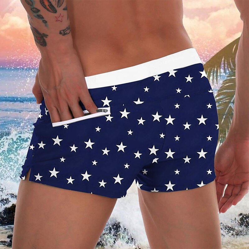 Men's Star Geometric Pattern Swim Trunks Swim Shorts Board Shorts Mid Waist Fashion Designer Holiday Beach Swimming Pool Drawstring Pocket Elastic Waist Designer Clothing Apparel2