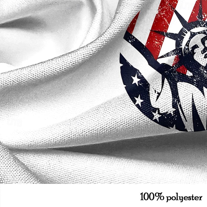 Men's American / USA Statue Of Liberty National Flag Button Up Shirt Short Sleeve Resort Style Outdoor Casual Holiday Summer Turndown Pocket Buttons White3