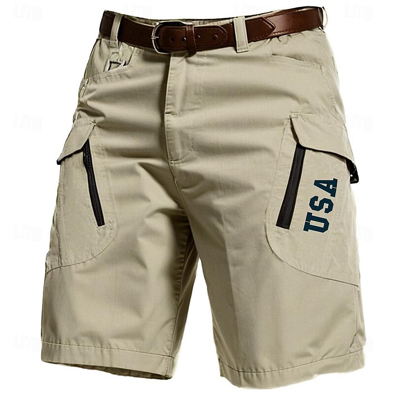 Men's Letter Cargo Shorts Mid Waist Sports Fashion Streetwear Sports Outdoor Casual Daily Drawstring Side Pockets Elastic Waist Designer Clothing Apparel