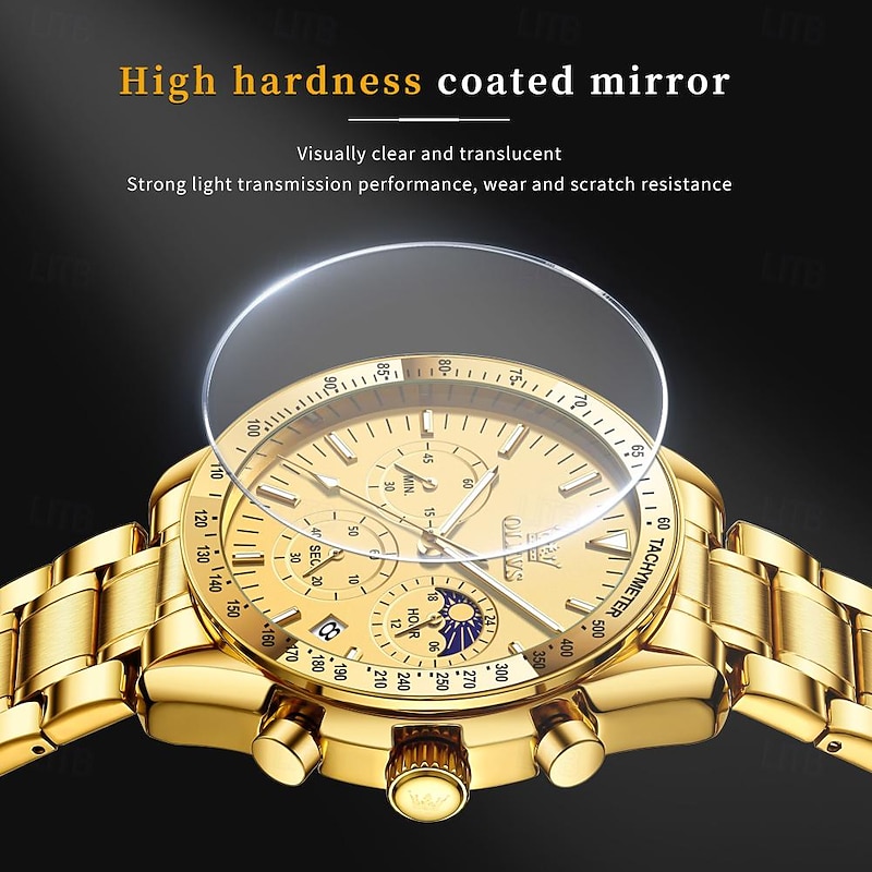 OLEVS Men Quartz Watch Outdoor Fashion Casual Wristwatch Luminous Calendar Waterproof Decoration Steel Watch3