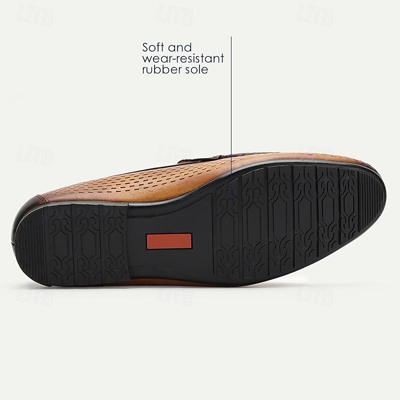 Men's Genuine Leather Breathable Driving Loafers - Premium Cowhide Slip-On Shoes for Casual and Office Wear 8