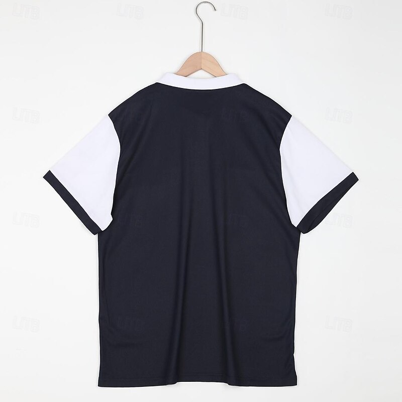 Men's Polo Shirt Golf Shirt Casual Holiday Ribbed Polo Collar Short Sleeve Fashion Basic Color Block Stripes Classic Summer Regular Fit White Yellow Burgundy Navy Blue Sky Blue Polo Shirt3