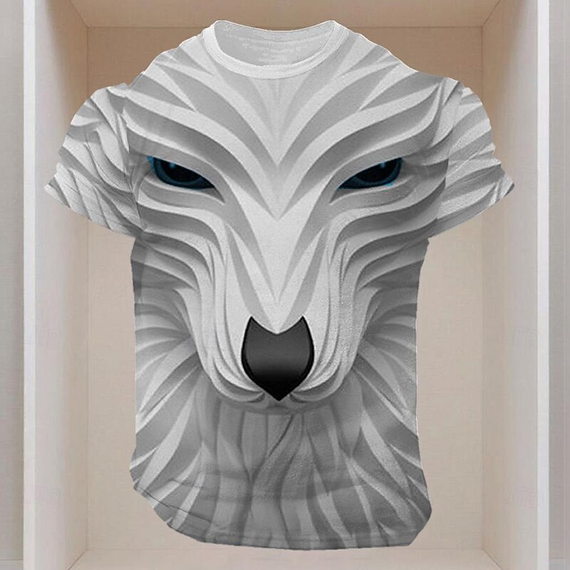 American Independence Day Men's Wolf T Shirt Short Sleeve T shirt 3D Print Crew Neck Shirt Street Style Party Birthday Street White Summer Spring Clothing Apparel S M L XL XXL XXXL
